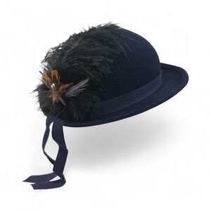 Elegant Navy Feathered Women's Hat